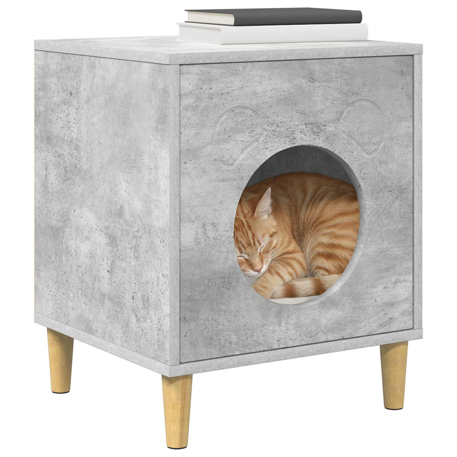 Casa para gatos concreto 42,5 x 40 x 53 cm derivados de madeira