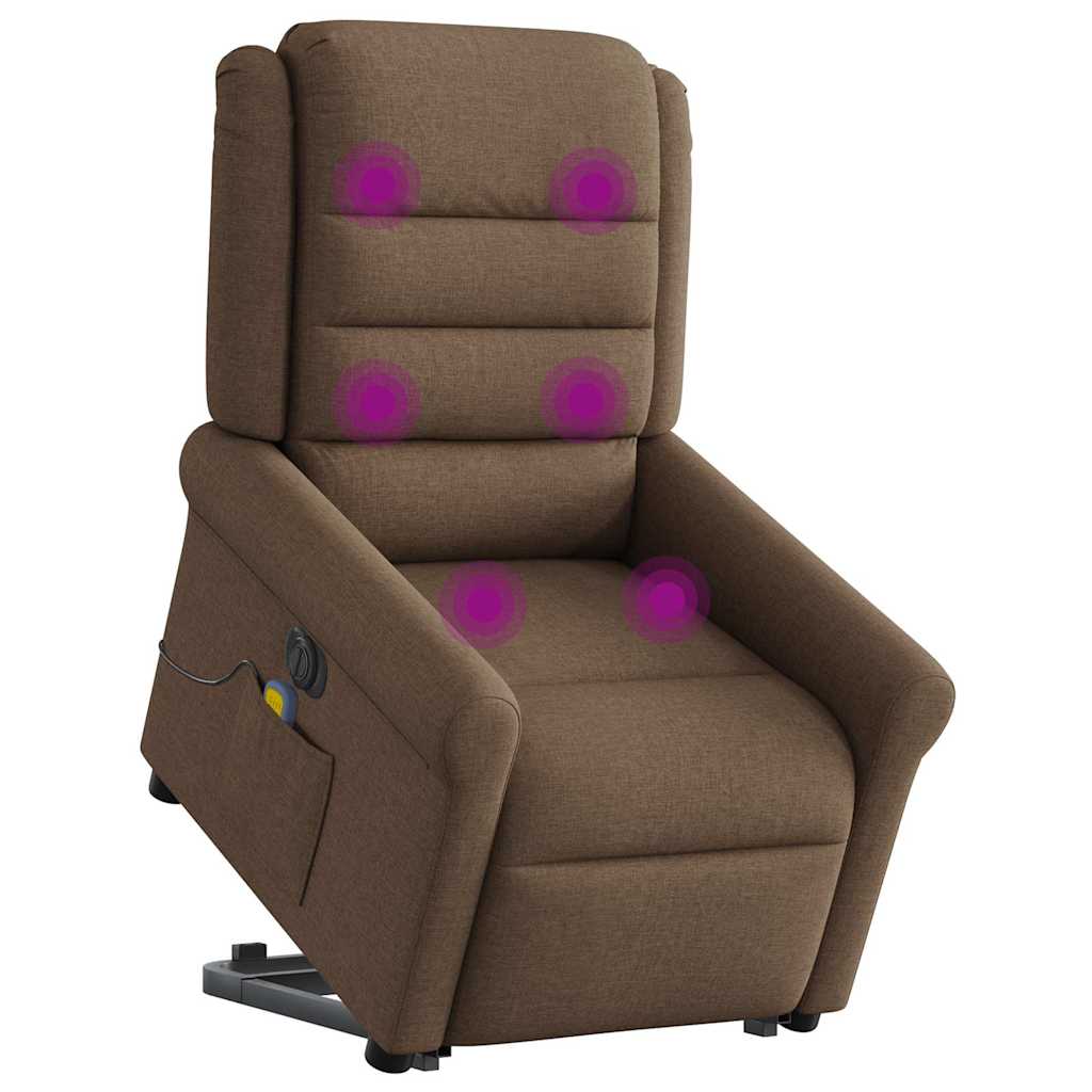 Poltrona elétrica elevatória massagens tecido castanho