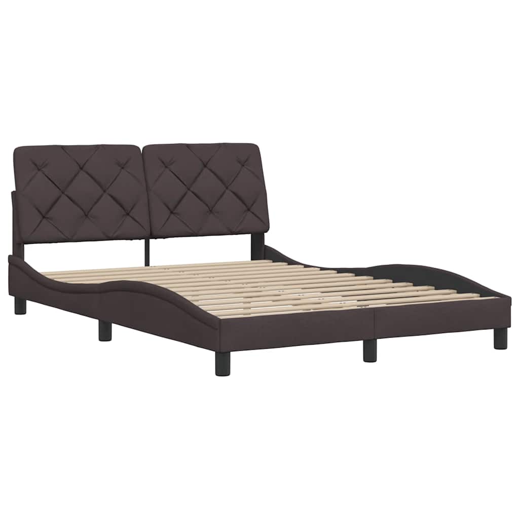 Estrutura de cama sem colchão 120x200 cm tecido castanho-escuro