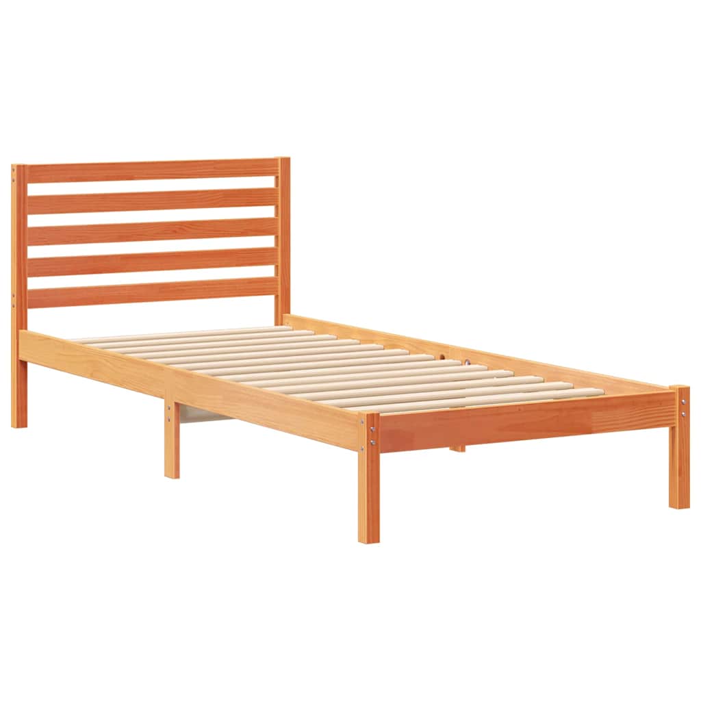 Estrutura da cama com cabeceira marrom cera 100 x 210 cm