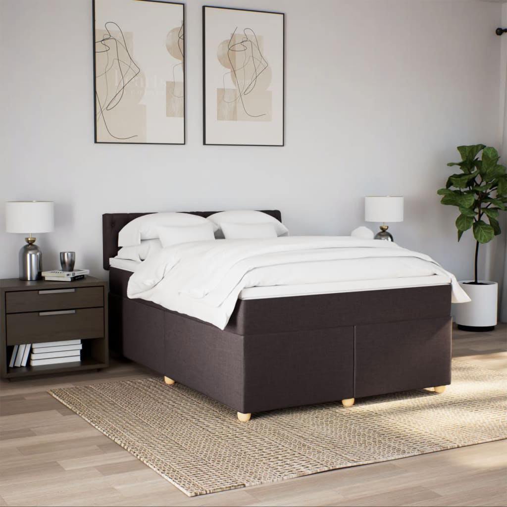 Cama com molas/colchão 140x190 cm tecido castanho-escuro