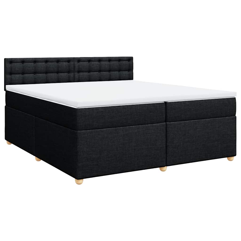 Cama com molas/colchão 200x200 cm tecido preto