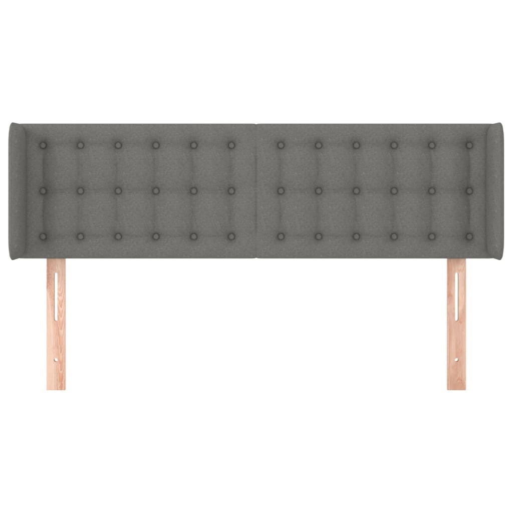 Cabeceira de cama c/ abas tecido 147x16x78/88cm cinzento-escuro