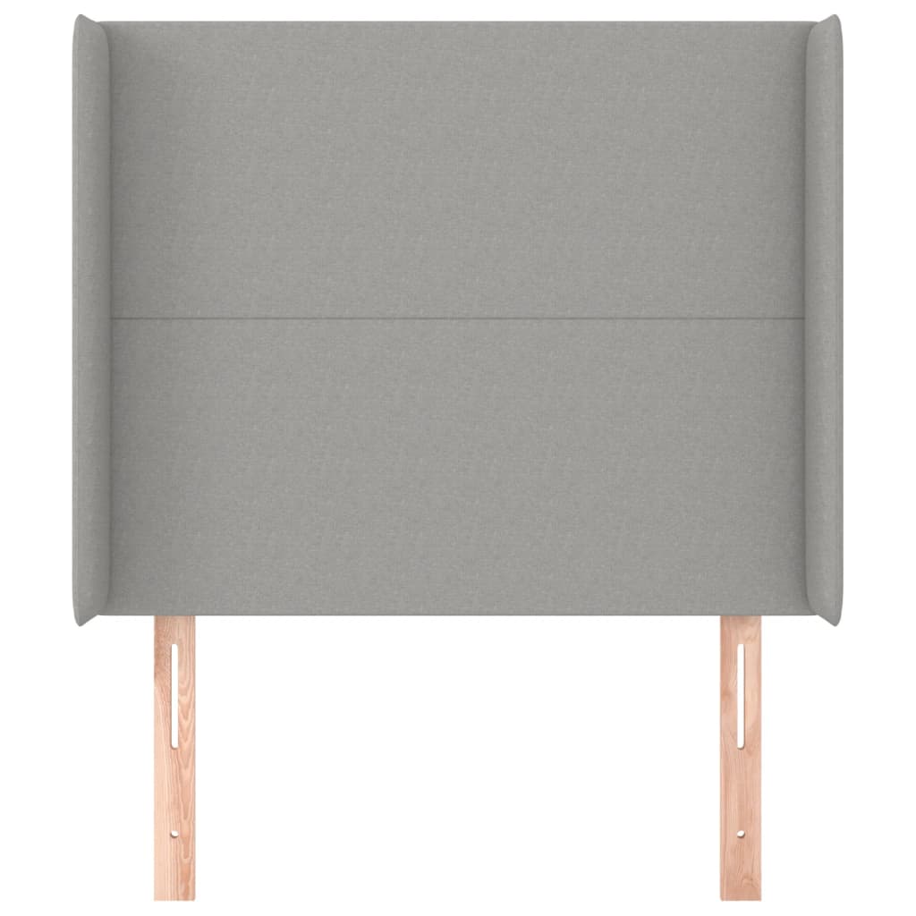 Cabeceira de cama c/ abas tecido 83x16x118/128cm cinzento-claro