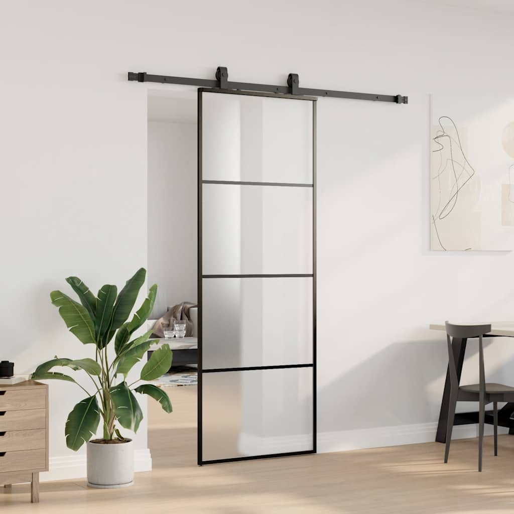 Porta deslizante c/ conj. ferragens 76x205cm vidro esg preto
