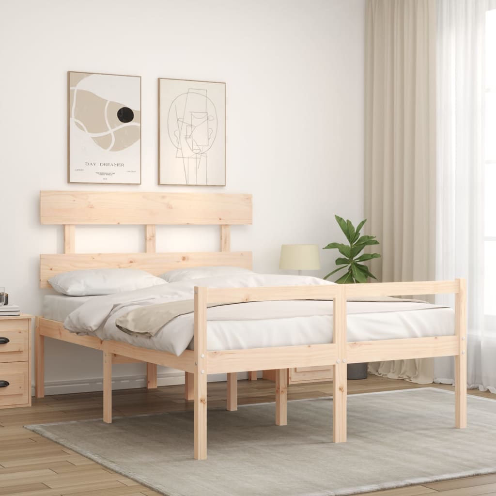 Cama para idosos com cabeceira 140x190 cm madeira maciça