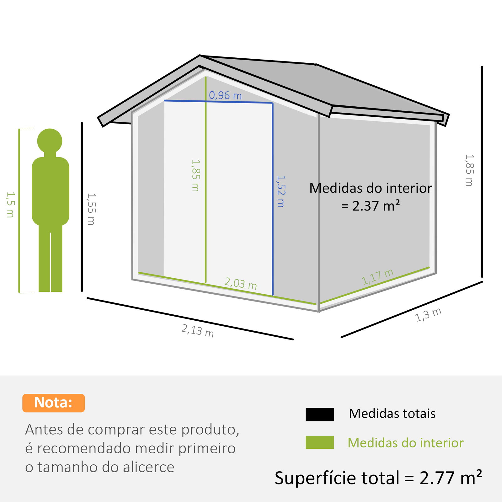 Abrigo de Jardim 213x130x185cm Abrigo de Jardim Metálico de Exterior com 2 Portas Deslizantes e 4 Janelas Cinza Escuro