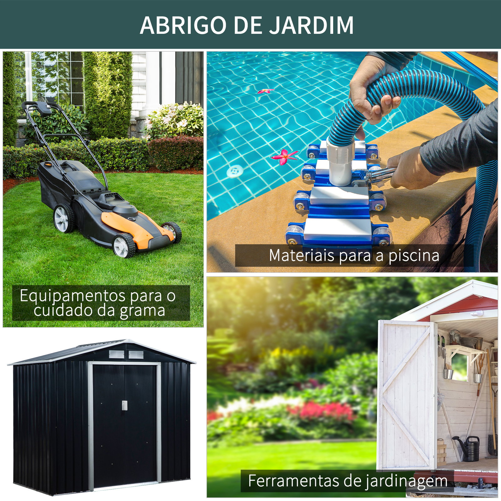Abrigo de Jardim 213x130x185cm Abrigo de Jardim Metálico de Exterior com 2 Portas Deslizantes e 4 Janelas Cinza Escuro