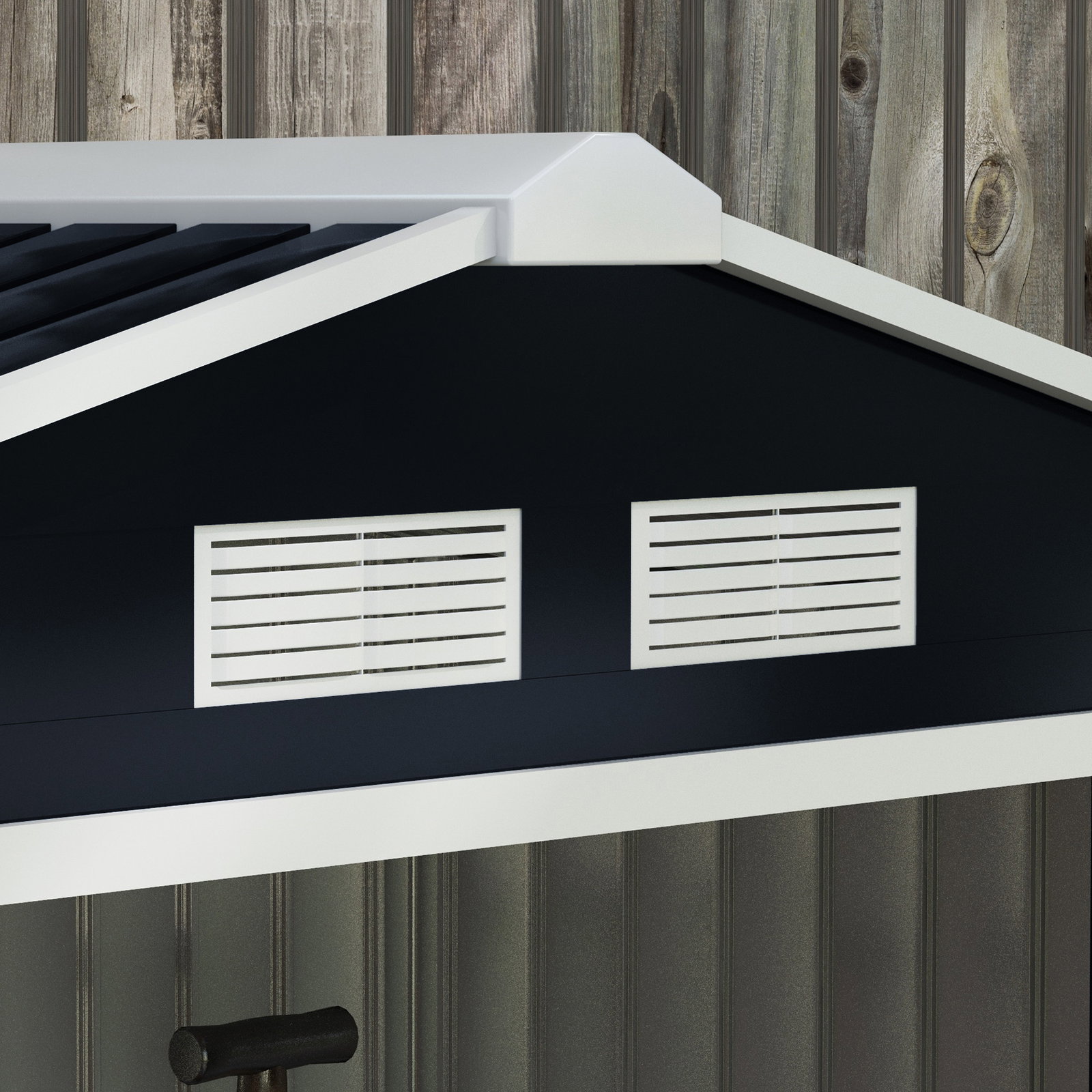 Abrigo de Jardim 213x130x185cm Abrigo de Jardim Metálico de Exterior com 2 Portas Deslizantes e 4 Janelas Cinza Escuro