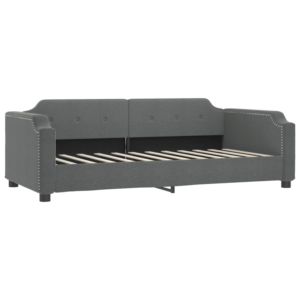 Sofá-cama com colchão 90x190 cm tecido cinzento-escuro