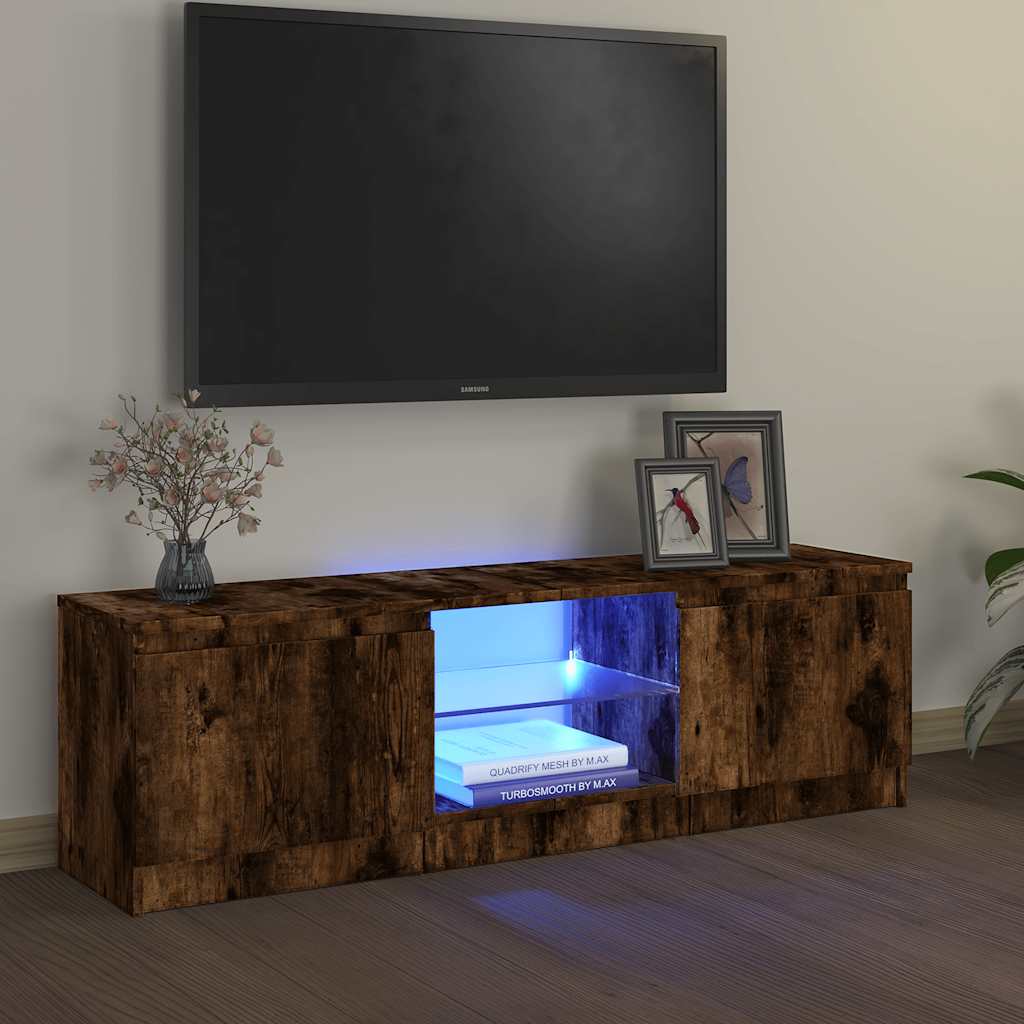 Móvel de TV com luzes LED 120x30x36 cm carvalho fumado