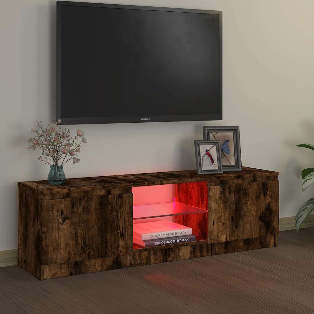 Móvel de TV com luzes LED 120x30x36 cm carvalho fumado