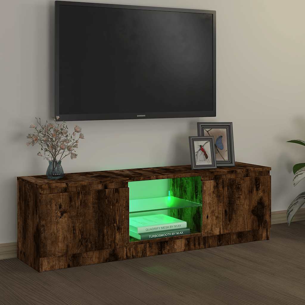 Móvel de TV com luzes LED 120x30x36 cm carvalho fumado