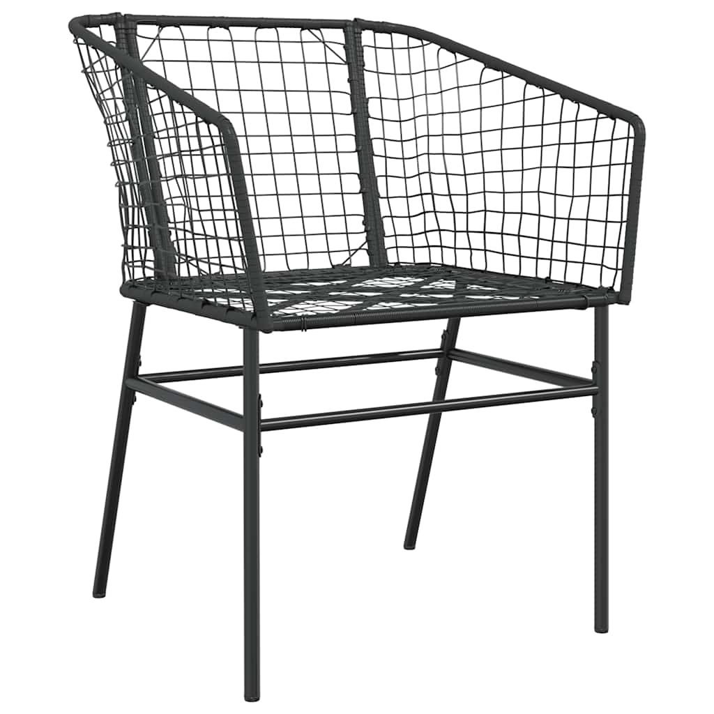3 Pcs conjunto de jantar para jardim vime PE vidro preto