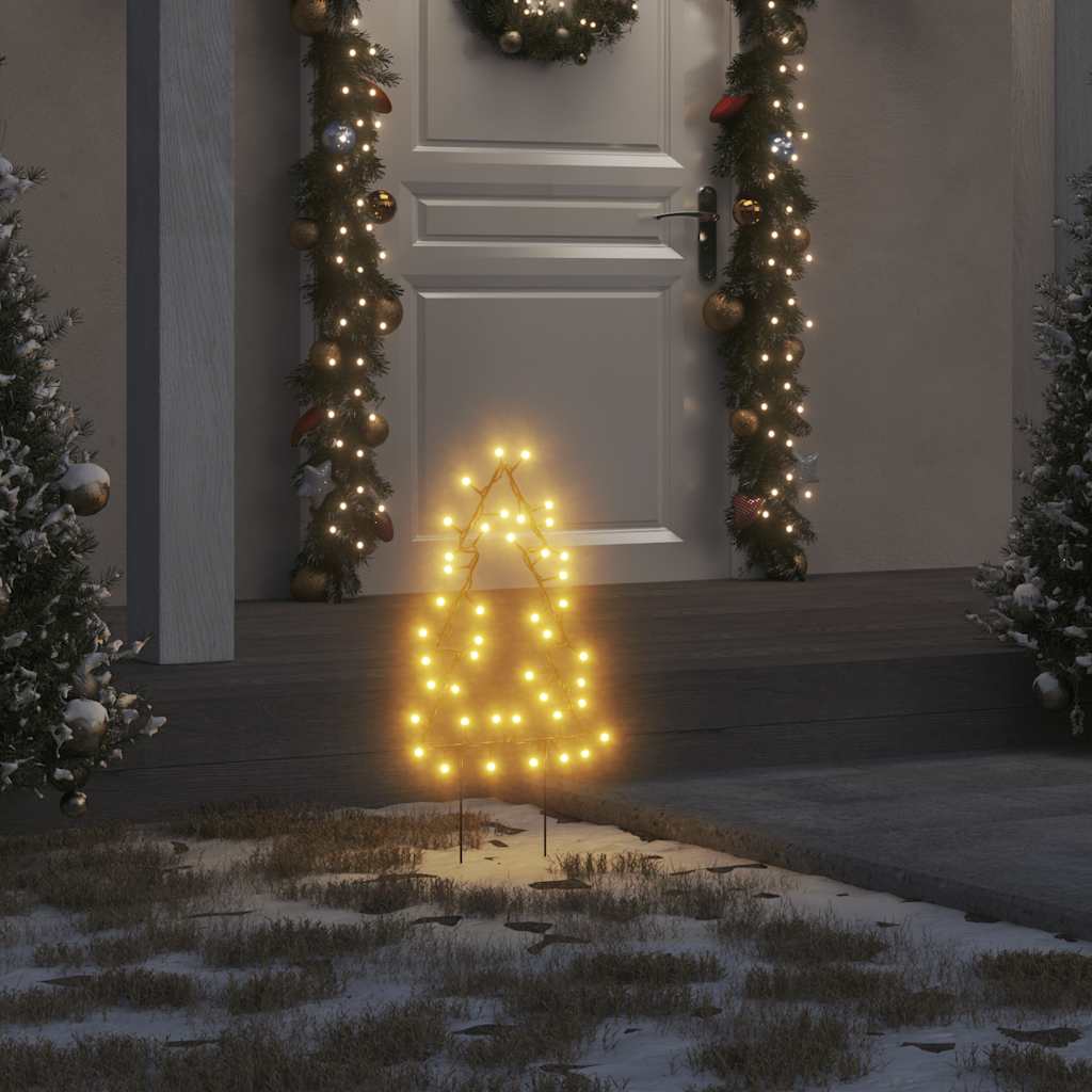 Decoração árvore de natal c/ luz e estacas 3 pcs 50 leds 30 cm