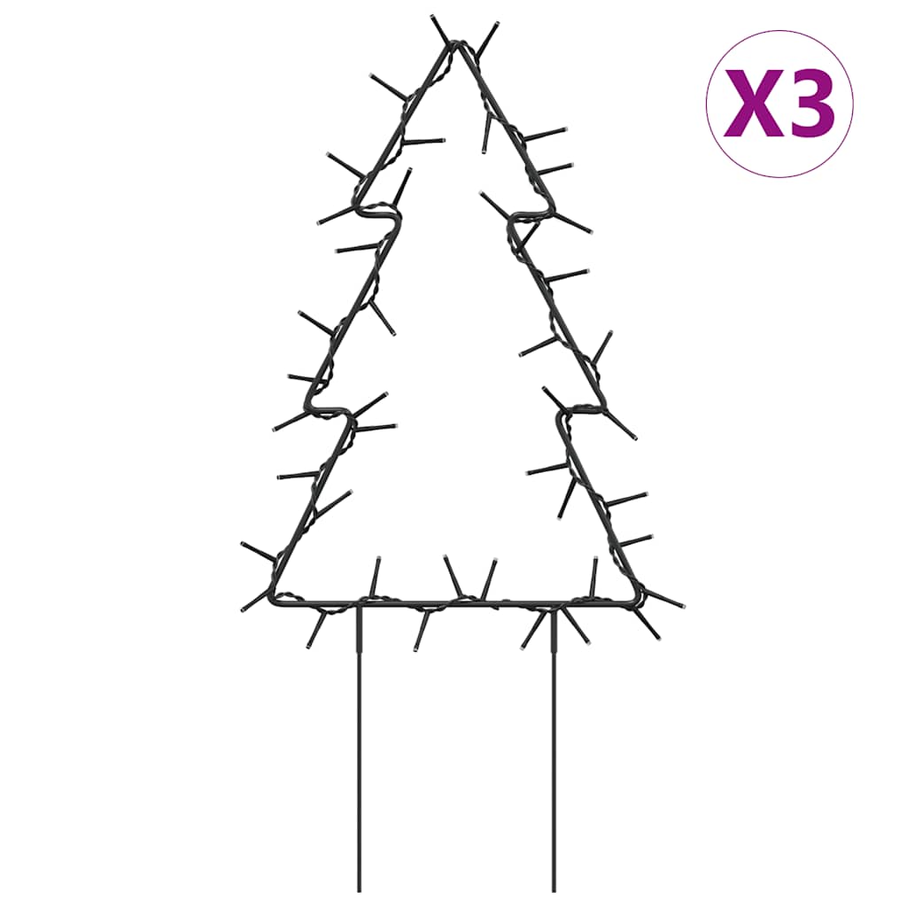 Decoração árvore de natal c/ luz e estacas 3 pcs 50 leds 30 cm