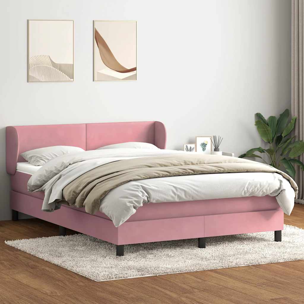 Cama com molas/colchão 140x210 cm veludo rosa
