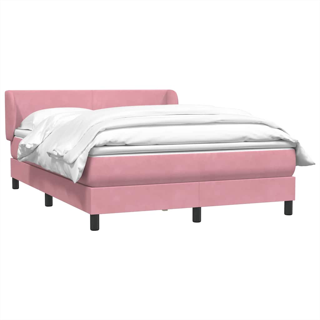 Cama com molas/colchão 140x210 cm veludo rosa