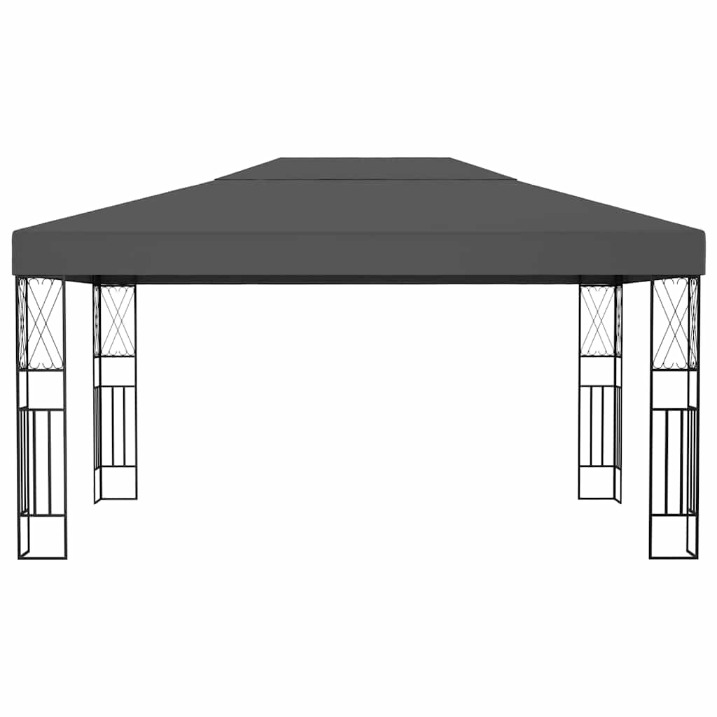 Gazebo com cordões de luzes LED 3x4 m tecido antracite