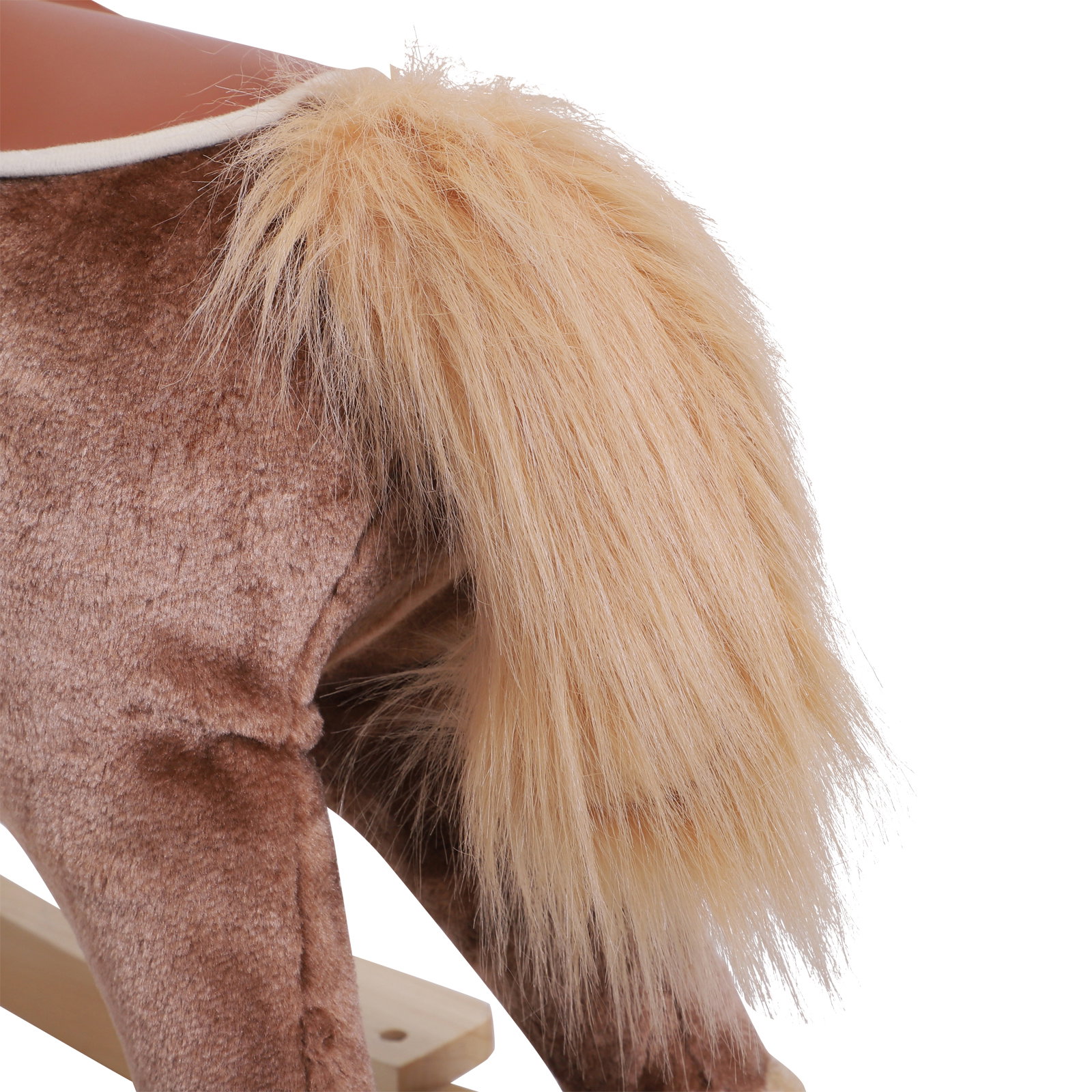 Cavalo de brincar para crianças +3 anos com pegas estrutura metálica e base em madeira carga 40 kg 74x33x62 cm castanho