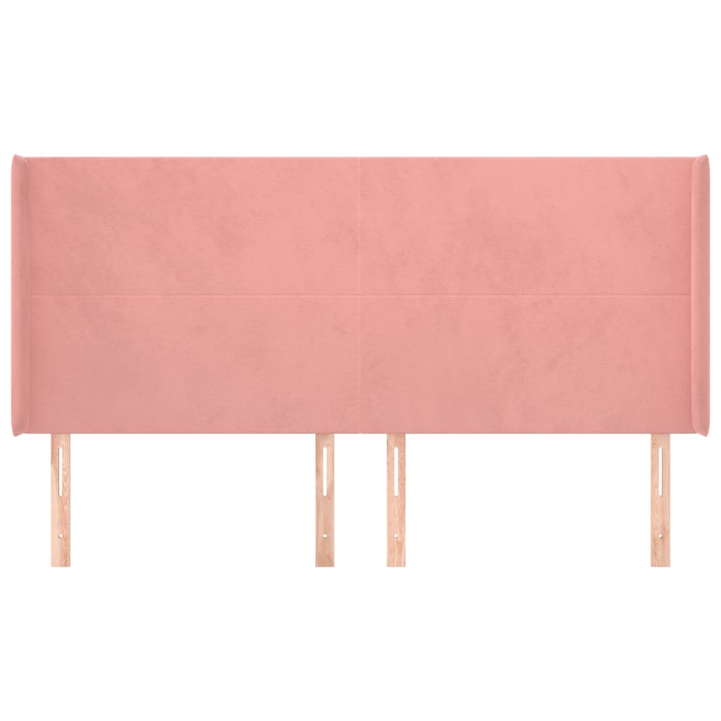 Cabeceira cama c/ abas veludo 163x16x118/128 cm rosa