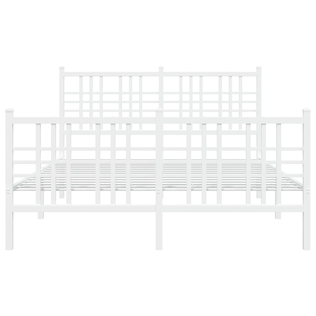 Estrutura de cama com cabeceira e pés 120x190 cm metal branco