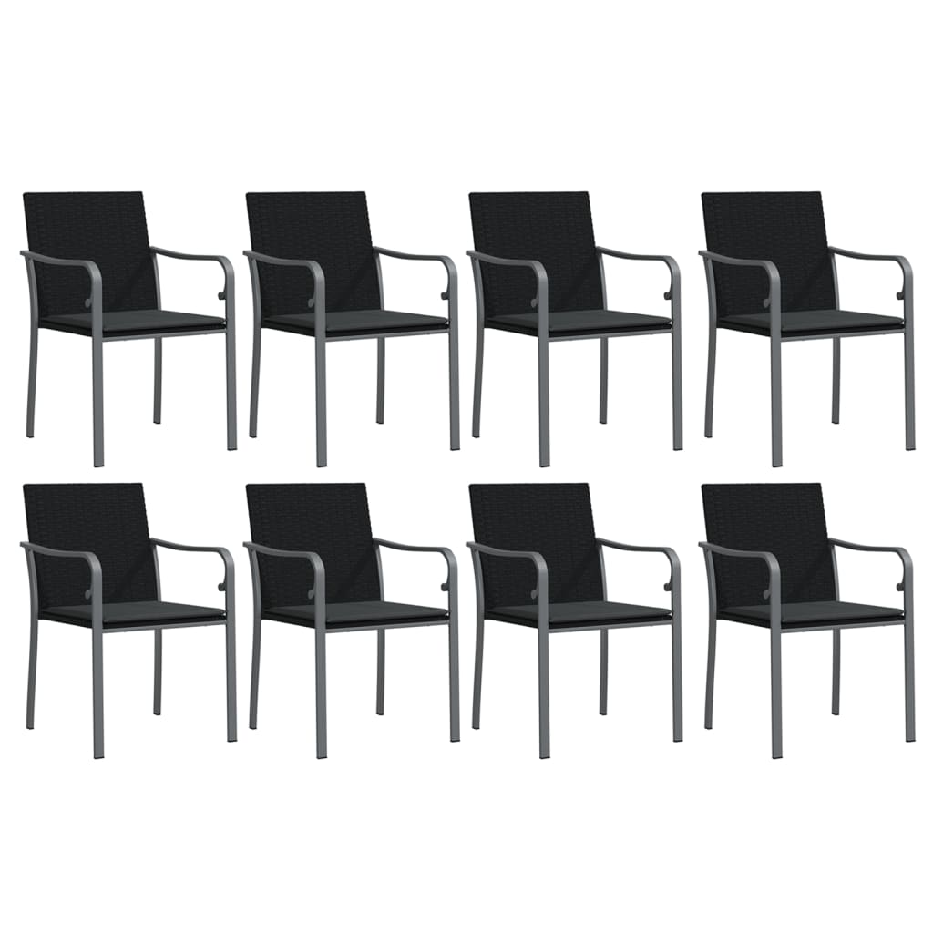 9 Pcs conjunto de jantar p/ jardim com almofadões vime PE e aço