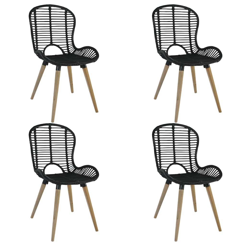 Cadeiras de jantar 4 pcs vime natural preto