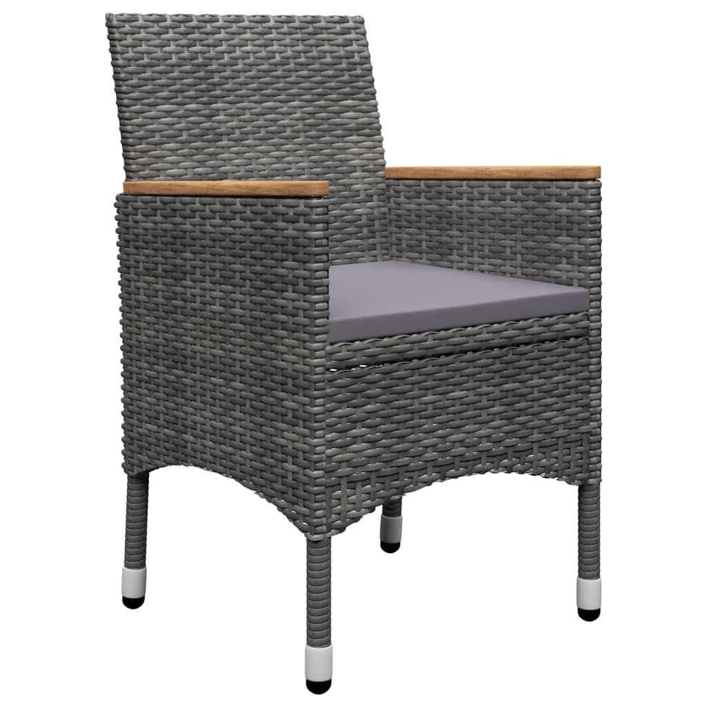 3 Pcs conjunto de jantar para jardim cinzento