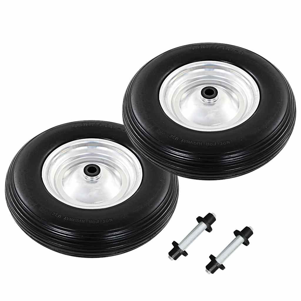 Rodas carrinho de mão c/ eixos 2 pcs pu sólido 4.00-8 390 mm