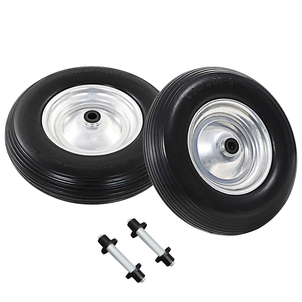 Rodas carrinho de mão c/ eixos 2 pcs pu sólido 4.00-8 390 mm