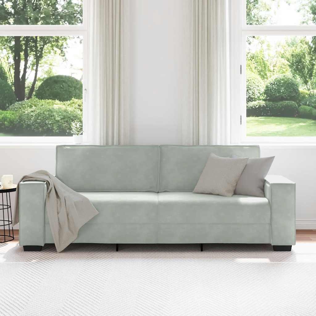 Sofá de 3 lugares 220x78x84 cm veludo cinzento-claro