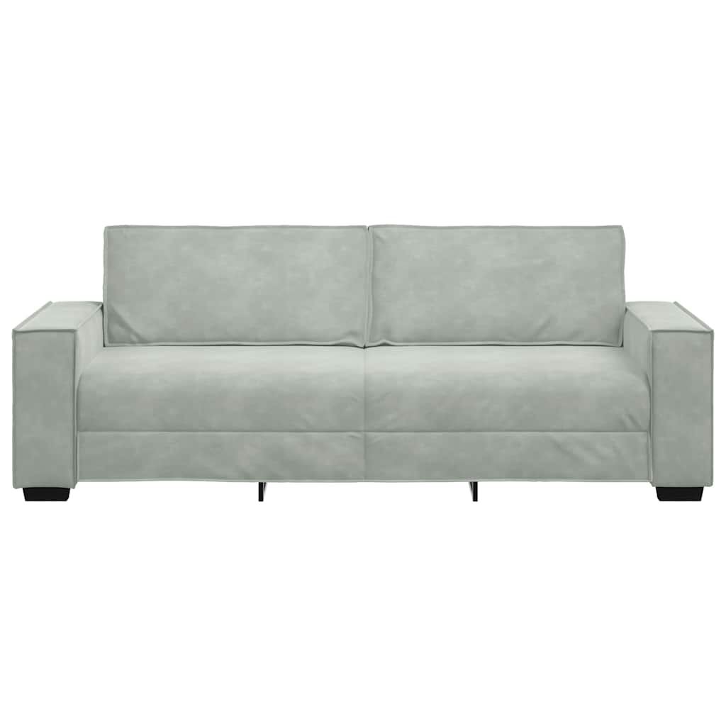Sofá de 3 lugares 220x78x84 cm veludo cinzento-claro