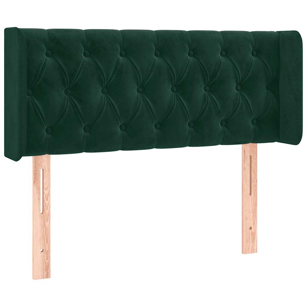 Cabeceira cama c/ luzes LED veludo 93x16x78/88 cm verde-escuro
