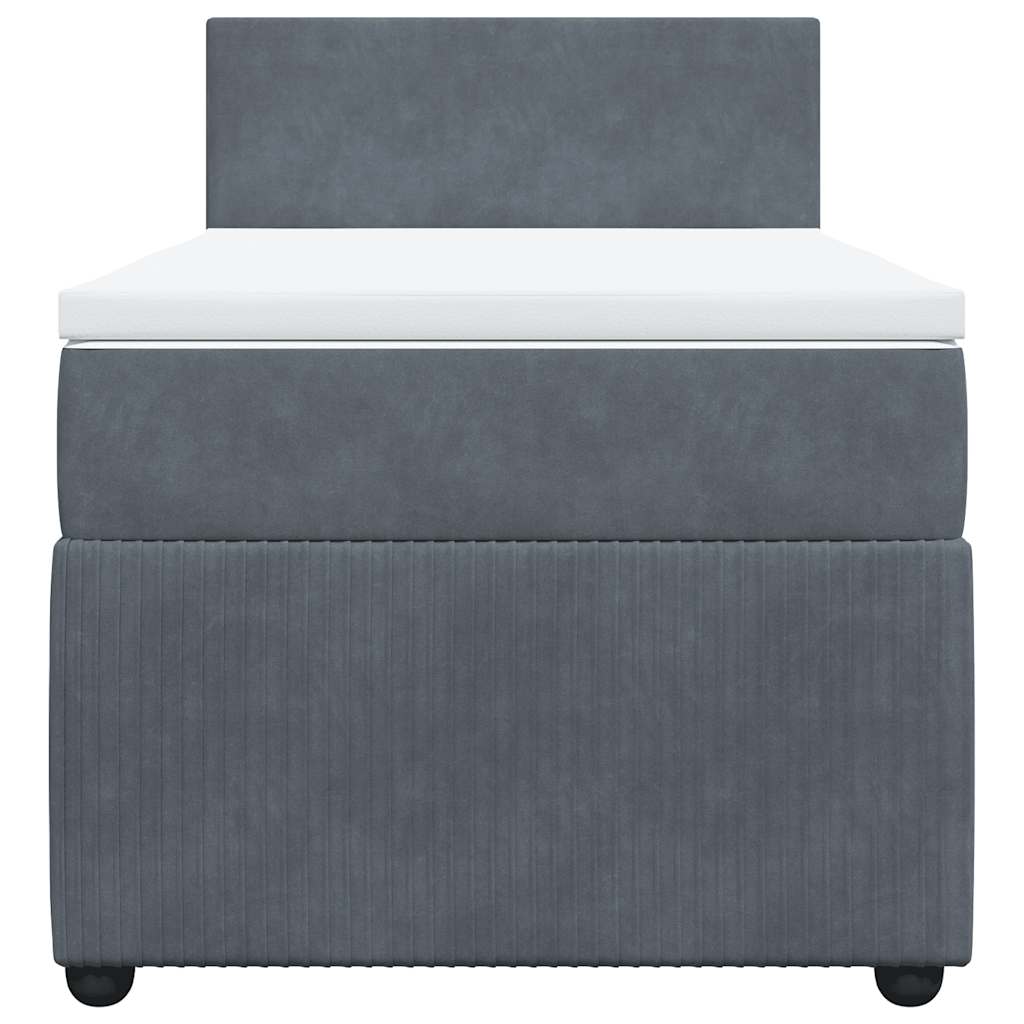 Cama com molas/colchão 100x200 cm veludo cinza-escuro