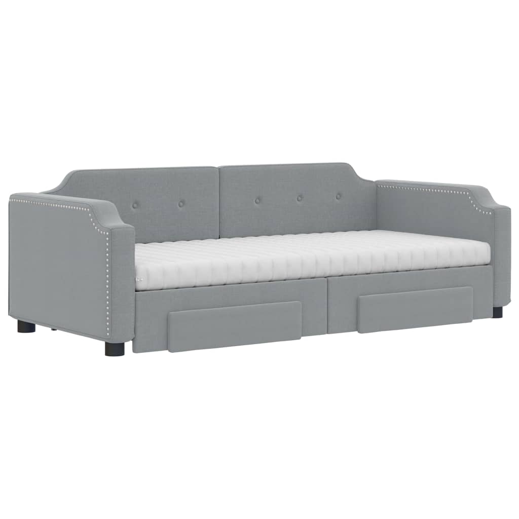 Sofá-cama c/ gavetão e gavetas 100x200 cm tecido cinzento-claro