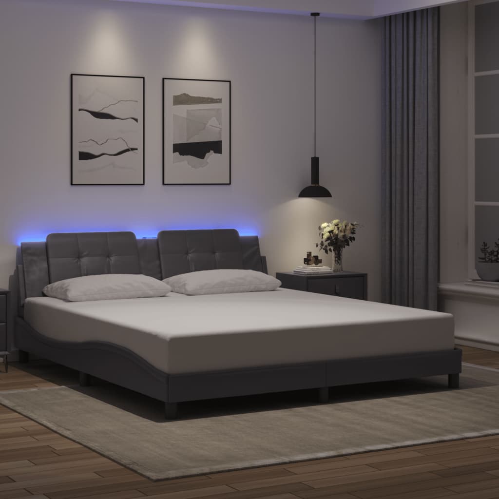 Estrutura de cama com LED sem colchão zadar 180x200cm cinza