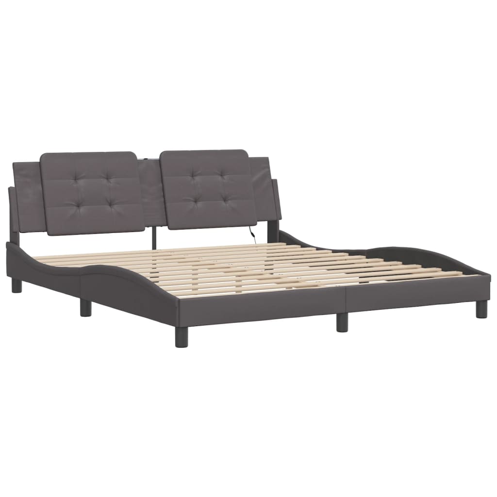 Estrutura de cama com LED sem colchão zadar 180x200cm cinza