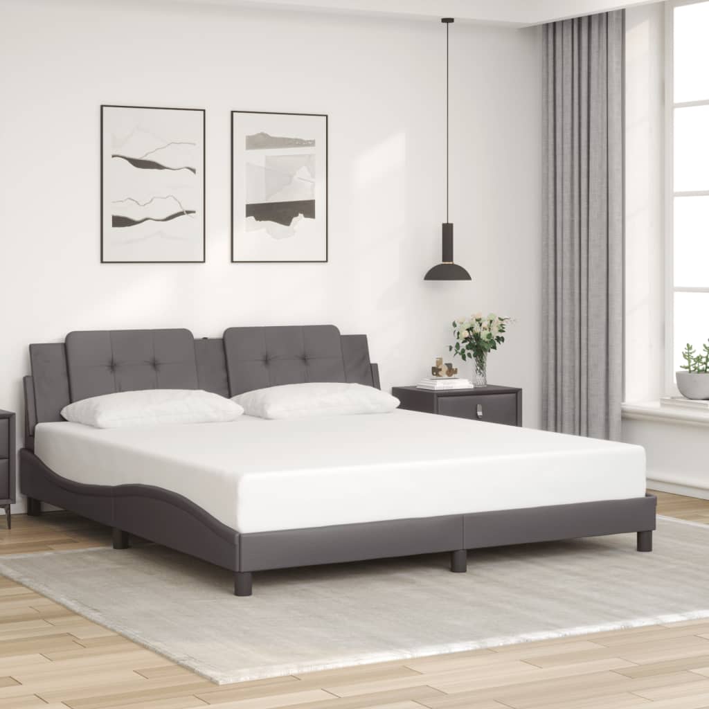 Estrutura de cama com LED sem colchão zadar 180x200cm cinza