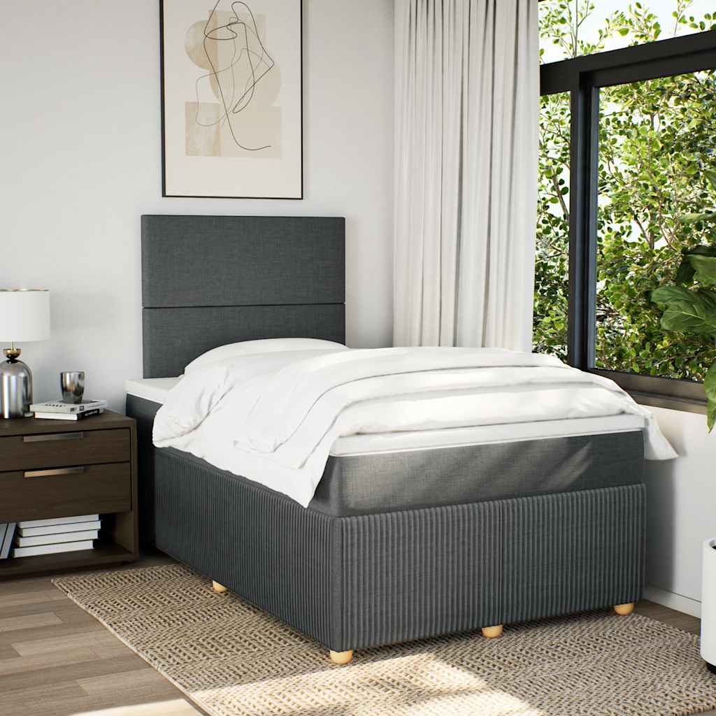 Cama com molas/colchão 120x200 cm tecido cinzento-escuro