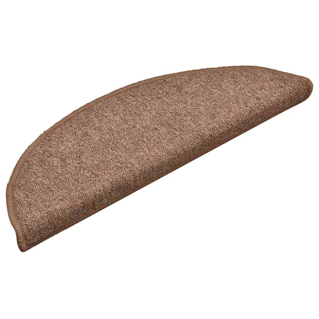 Tapetes de escada 30 peças 56x17x3 cm marrom semicircular
