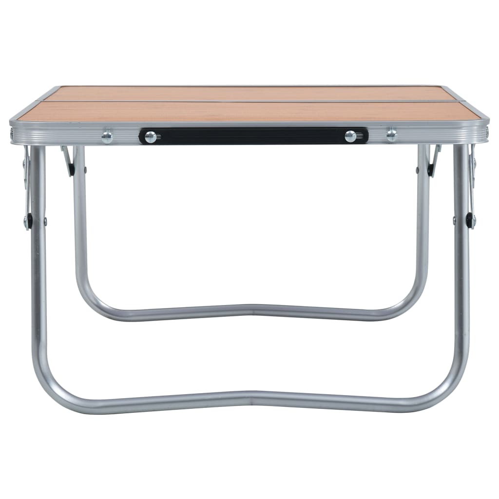 Mesa de campismo dobrável 60x40 cm alumínio castanho
