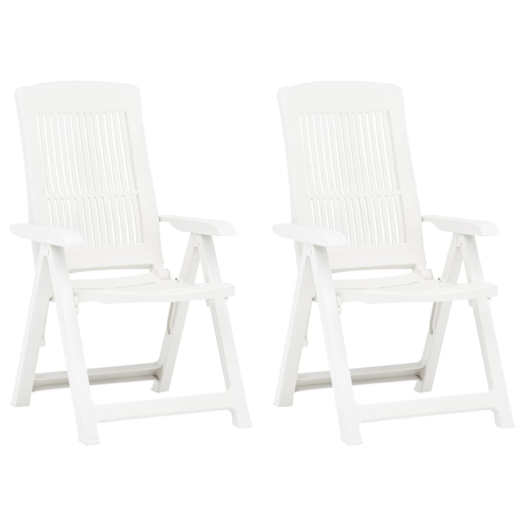 Cadeiras de jardim reclináveis 2 pcs plástico branco