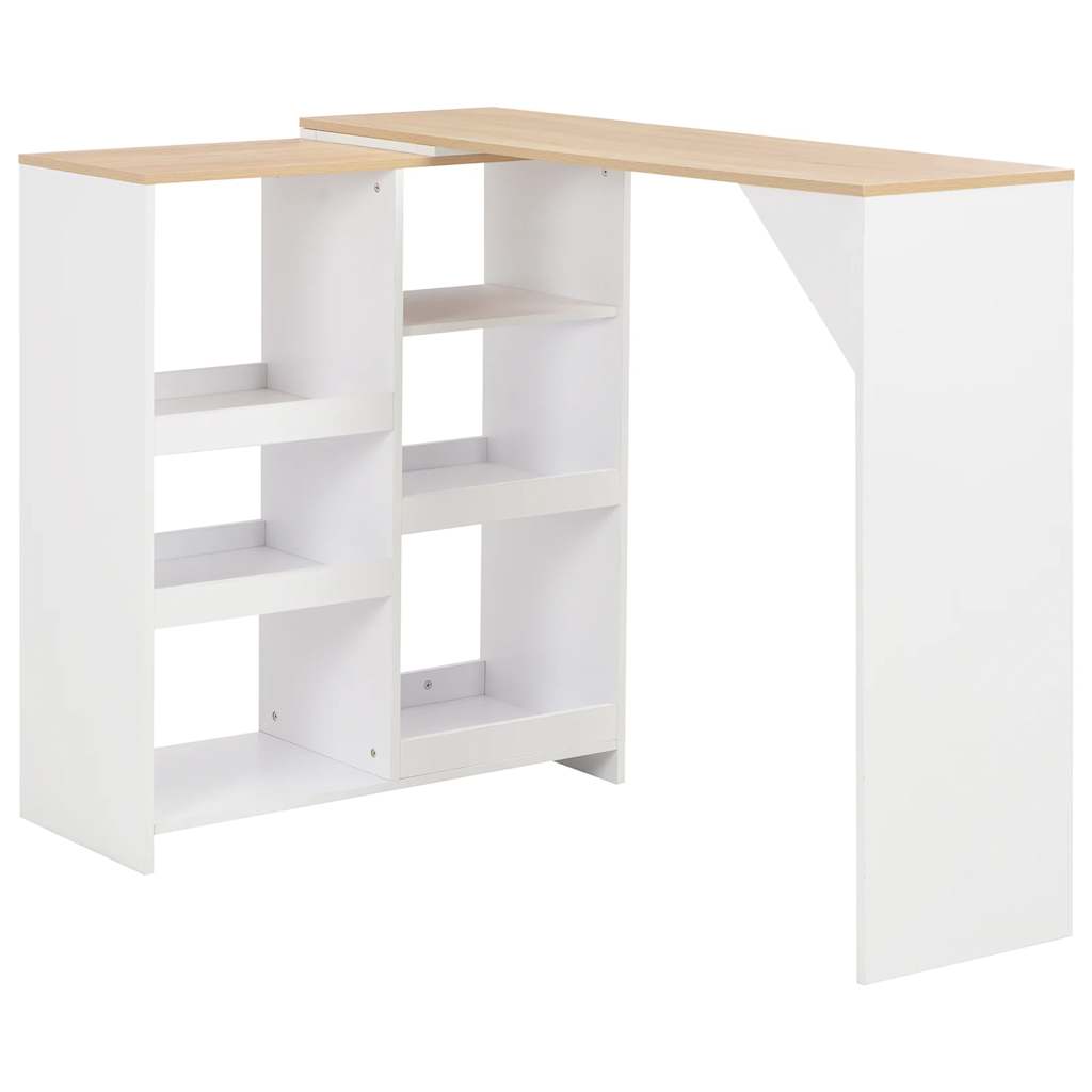 Mesa de bar com prateleira movível branco 138x39x110 cm