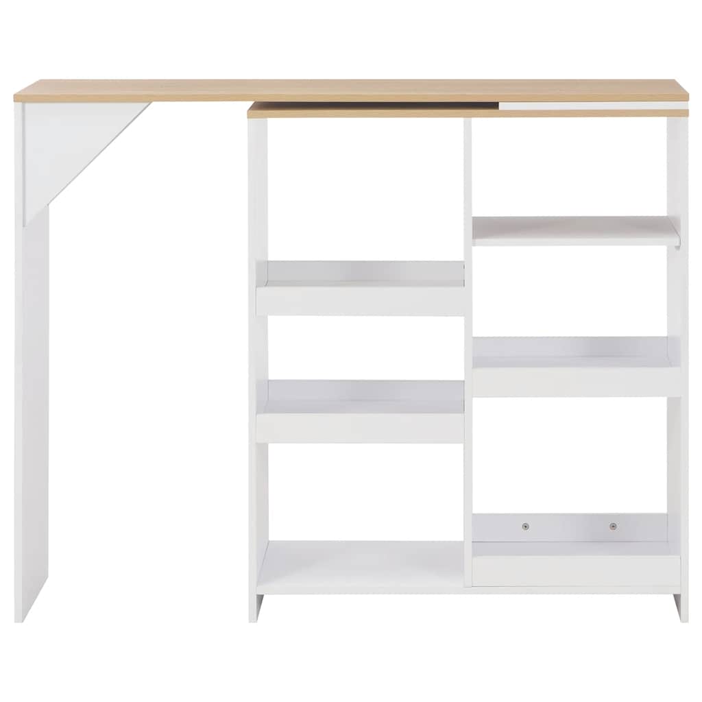 Mesa de bar com prateleira movível branco 138x39x110 cm