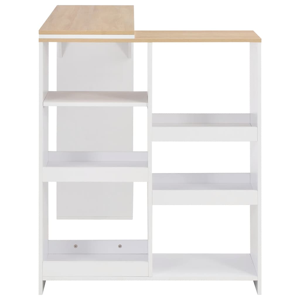 Mesa de bar com prateleira movível branco 138x39x110 cm
