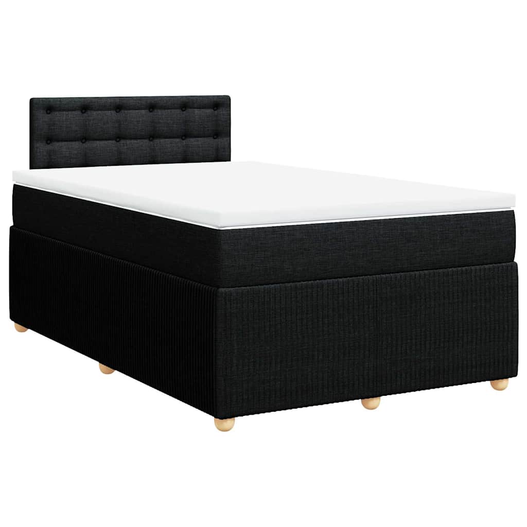 Cama boxspring com colchão 120x190 cm tecido preto