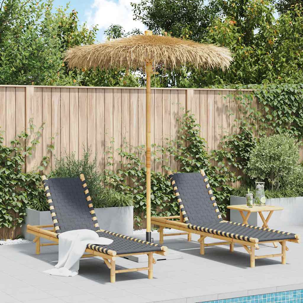 Guarda-chuva tiki com dossel de folha de bananeira 180 cm bambu