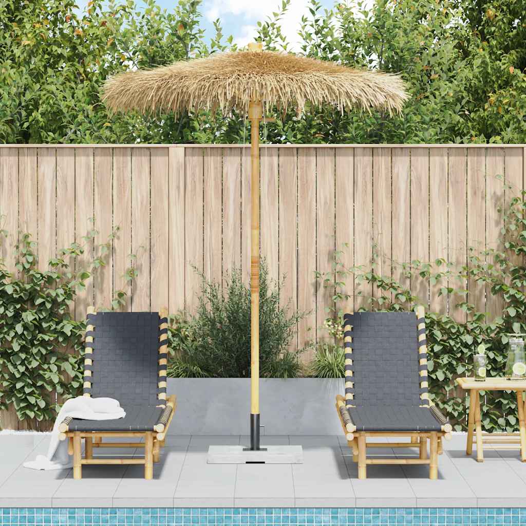 Guarda-chuva tiki com dossel de folha de bananeira 180 cm bambu