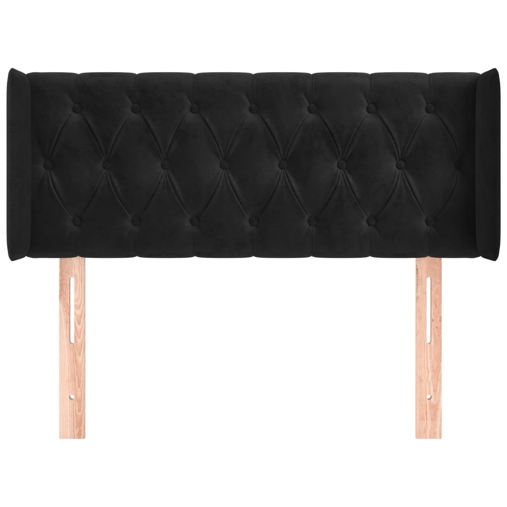 Cabeceira de cama c/ abas veludo 93x16x78/88 cm preto